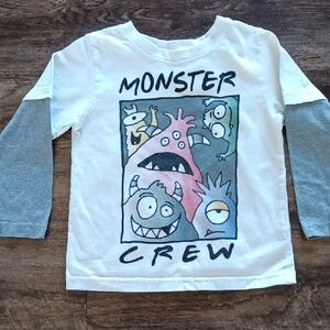 Monster Crew Kids Shirt - White and Gray